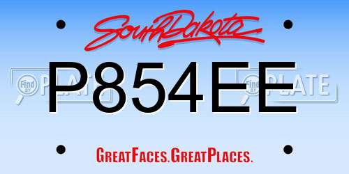 P854EE South Dakota License Plate