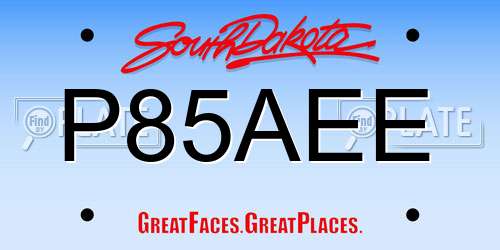 P85AEE South Dakota License Plate