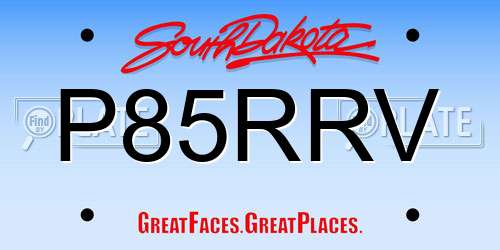 P85RRV South Dakota License Plate