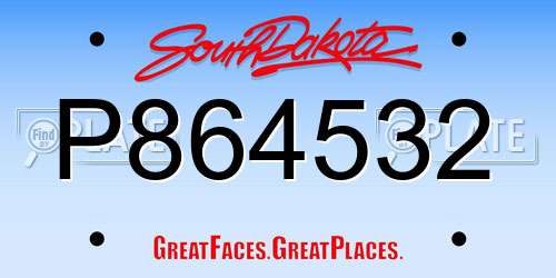 P864532 South Dakota License Plate