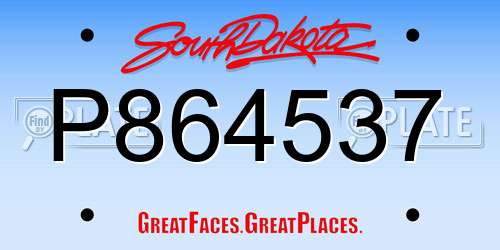 P864537 South Dakota License Plate
