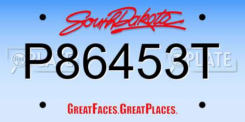 P86453T South Dakota License Plate