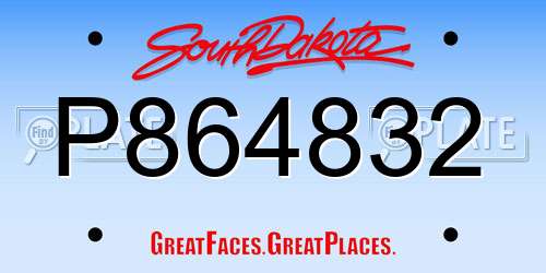 P864832 South Dakota License Plate