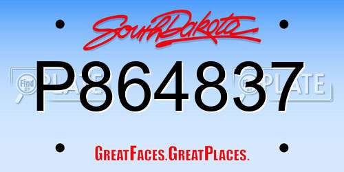 P864837 South Dakota License Plate