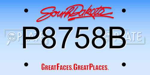 P8758B South Dakota License Plate