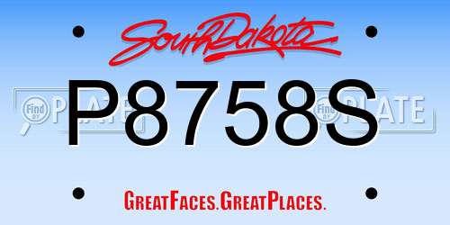 P8758S South Dakota License Plate