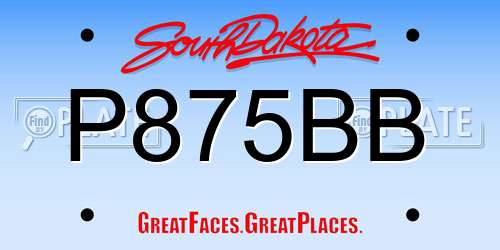 P875BB South Dakota License Plate