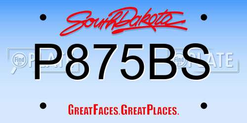 P875BS South Dakota License Plate