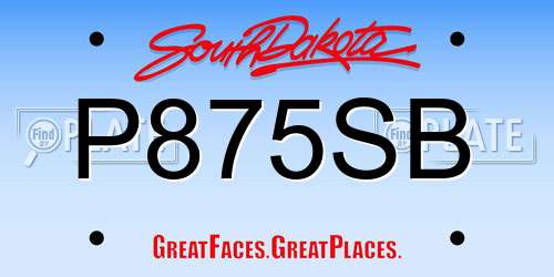 P875SB South Dakota License Plate