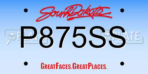 P875SS South Dakota License Plate