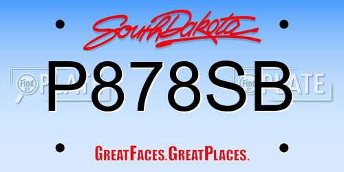 P878SB South Dakota License Plate