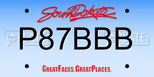 P87BBB South Dakota License Plate