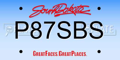 P87SBS South Dakota License Plate