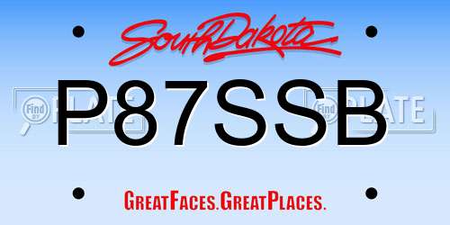 P87SSB South Dakota License Plate