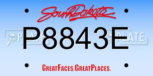 P8843E South Dakota License Plate