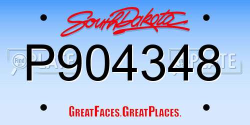 P904348 South Dakota License Plate