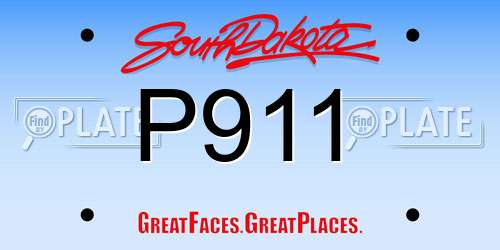 P911 South Dakota License Plate