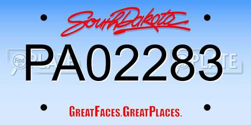 PA02283 South Dakota License Plate