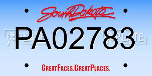 PA02783 South Dakota License Plate