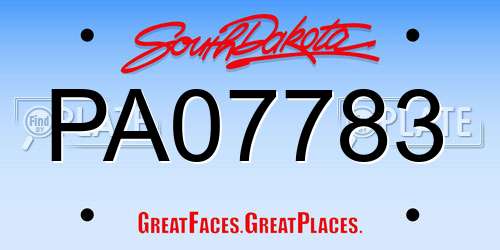PA07783 South Dakota License Plate