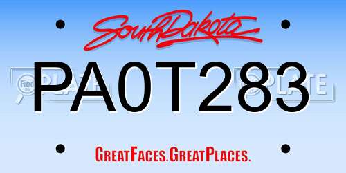 PA0T283 South Dakota License Plate