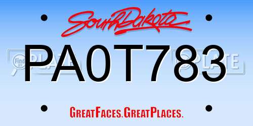 PA0T783 South Dakota License Plate