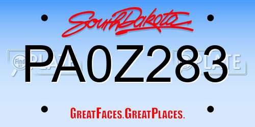 PA0Z283 South Dakota License Plate