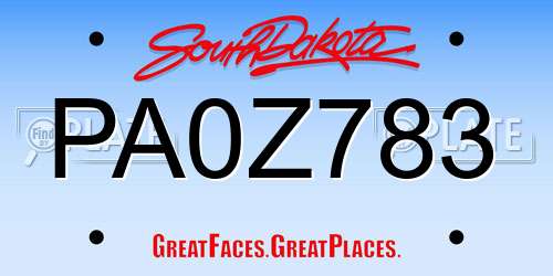 PA0Z783 South Dakota License Plate