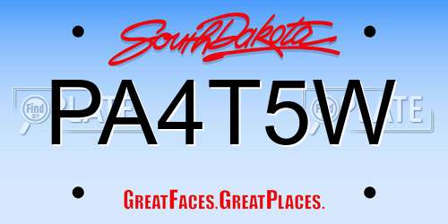 PA4T5W South Dakota License Plate