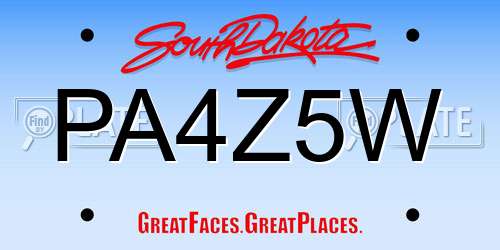 PA4Z5W South Dakota License Plate