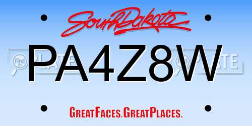 PA4Z8W South Dakota License Plate