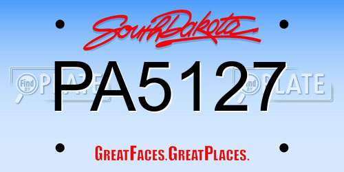 PA5127 South Dakota License Plate