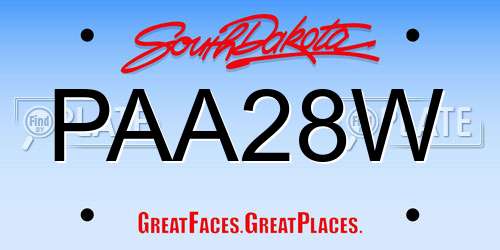 PAA28W South Dakota License Plate