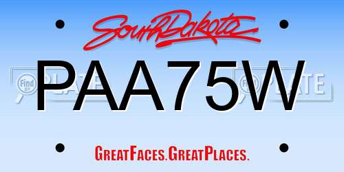 PAA75W South Dakota License Plate