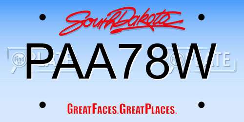 PAA78W South Dakota License Plate