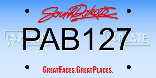 PAB127 South Dakota License Plate