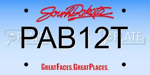 PAB12T South Dakota License Plate