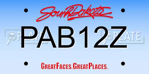 PAB12Z South Dakota License Plate