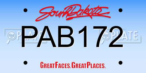 PAB172 South Dakota License Plate