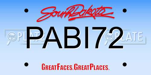 PABI72 South Dakota License Plate