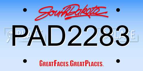 PAD2283 South Dakota License Plate