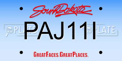 PAJ11I South Dakota License Plate