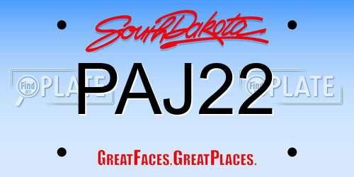 PAJ22 South Dakota License Plate