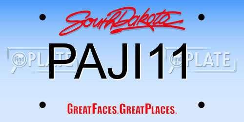 PAJI11 South Dakota License Plate