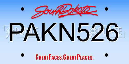 PAKN526 South Dakota License Plate