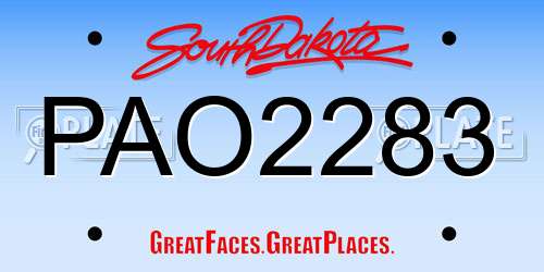 PAO2283 South Dakota License Plate
