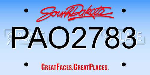 PAO2783 South Dakota License Plate
