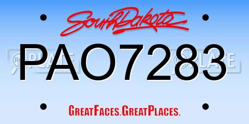 PAO7283 South Dakota License Plate