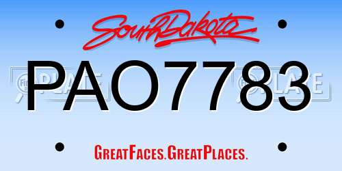 PAO7783 South Dakota License Plate