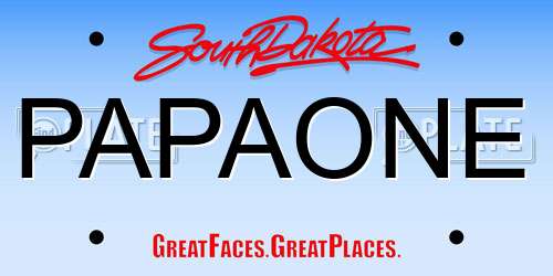 PAPAONE South Dakota License Plate